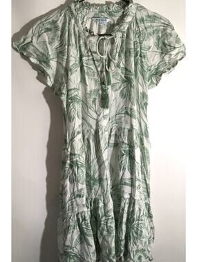 Blue Island Green and White Tropical Floral Swim Coverup Beach Pool Resort XS
